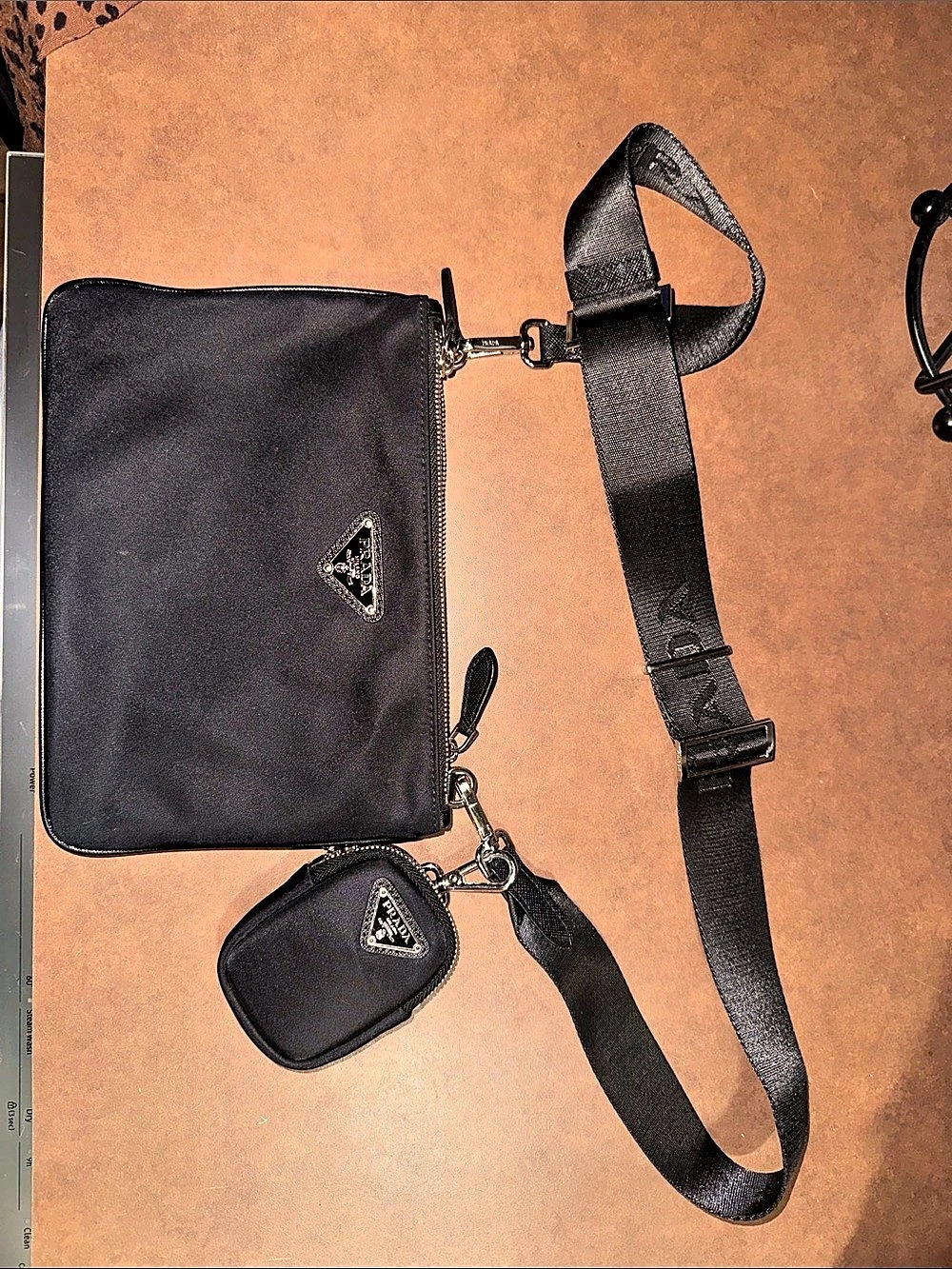 Faux Prada Re-Nylon Shoulder Bag Crossbody Bag - Black
